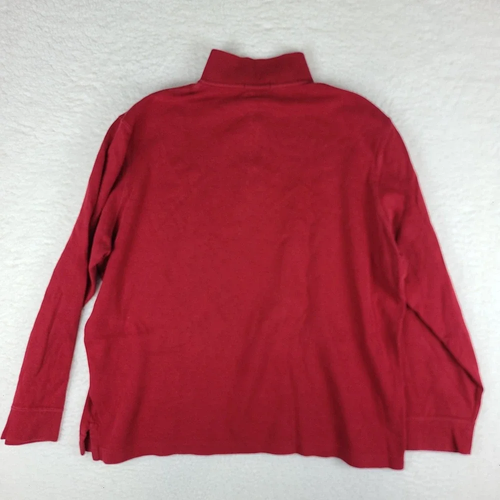 Polo Ralph Lauren Sweater Mens XL Red Estate Rib Quarter Zip‎ Sweatshirt *